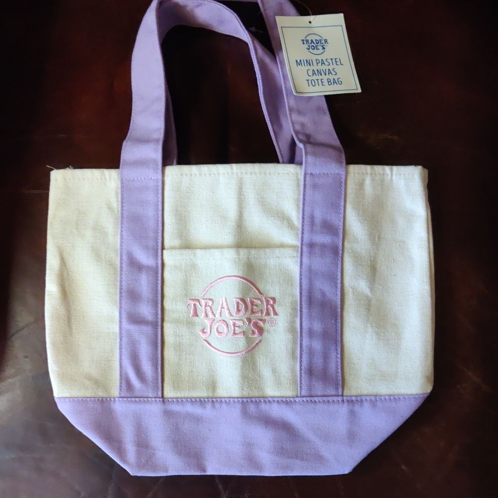 NEE Trader Joe's Mini Pastel Canvas Tote Bag in Lavender